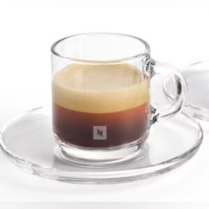 NIB Nespresso Glass Espresso Cup & Saucer